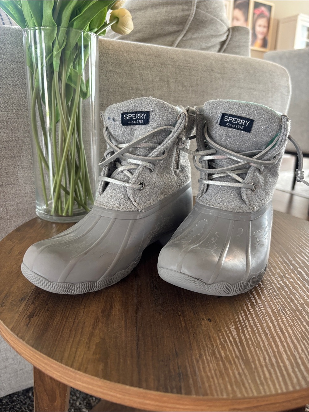 Sperry Kids Silver Gray Waterproof Duck Boots